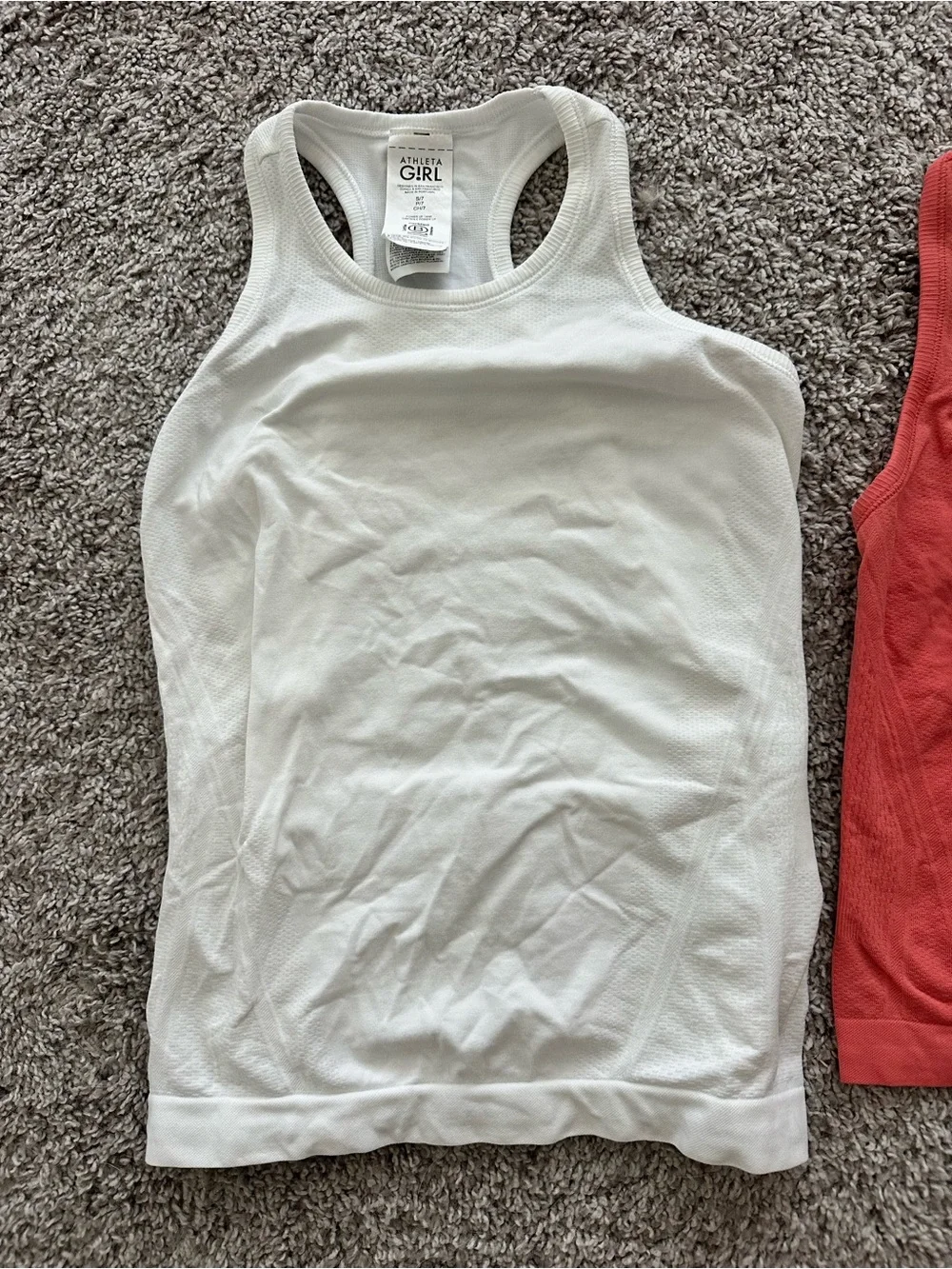 Athleta Girl Racerback Tank Bundle, Girls Size 7 — White & Coral